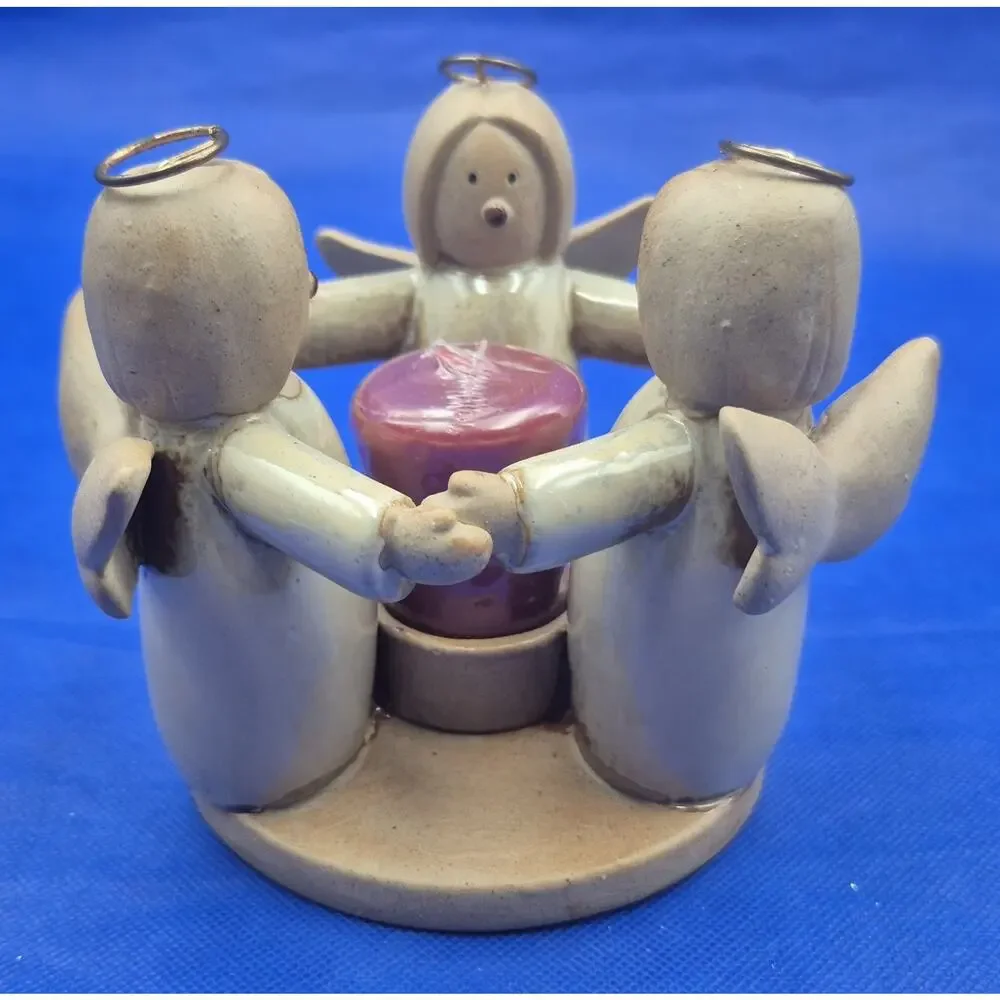 Ceramic Angel Trio Circle of Friends Tealight Holder 5